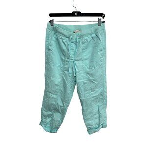 Talbots Petite Womens Turquoise Cropped Pants Size 6P Adjustable Hem Coastal
